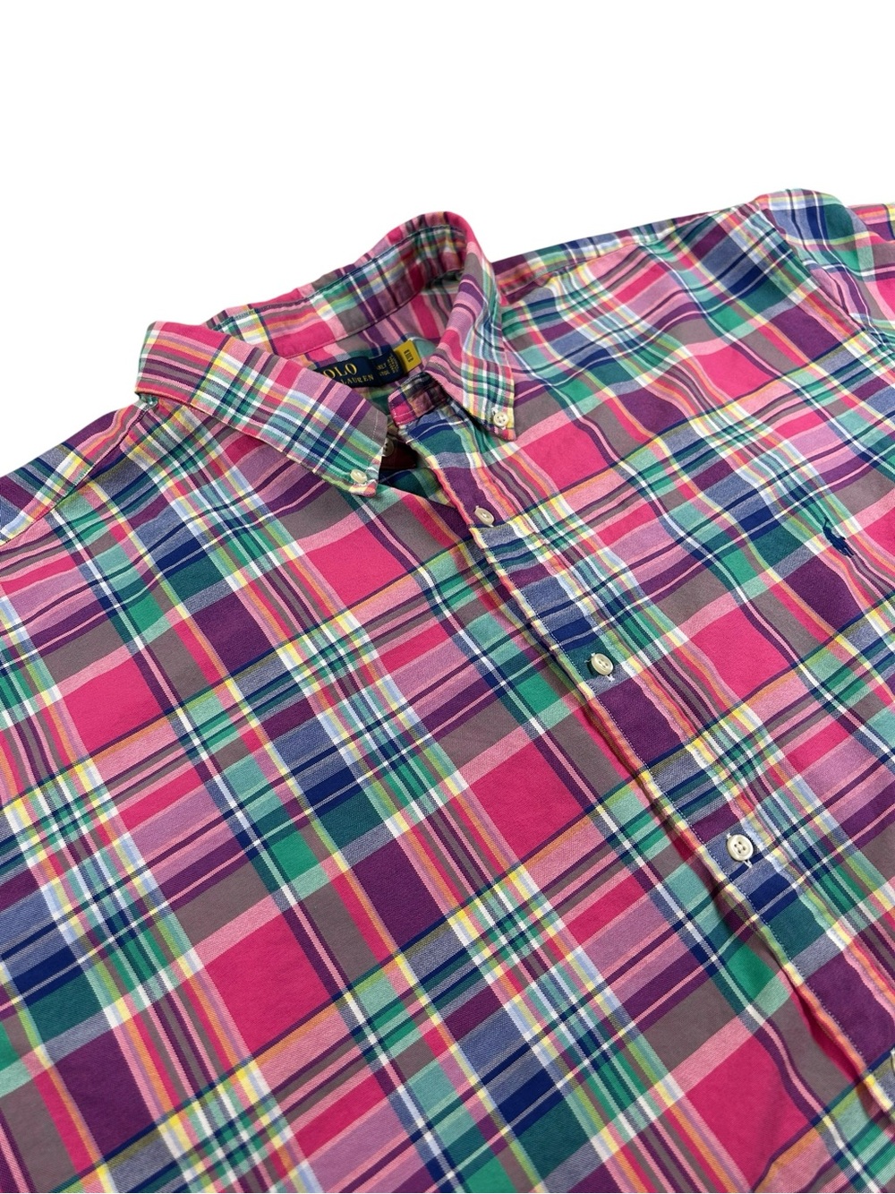 POLO RALPH LAUREN Plaid Short Sleeve Button Down Shirt 4XLT Big Tall Pink Cotton